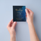 BUDGET Starry Night Navy Gouden Trouw Uitnodiginge Flyer (Hand)
