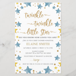 Budget Stars Blue Boy Baby shower Uitnodiging