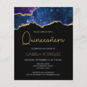 Budget Sterren Agate Geode Quinceañera Uitnodiging