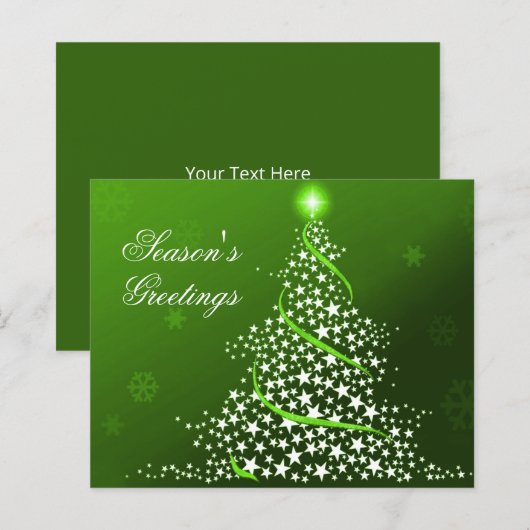Budget Sterren Kerstboom Groen Kerstkaart (Voorkant / Achterkant)