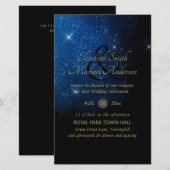 BUDGET Sterrennacht marine Gold A9 bruiloft uitnod (Voorkant / Achterkant)