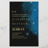 BUDGET Sterrennacht marine Gold A9 bruiloft uitnod (Voorkant)