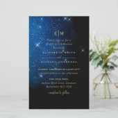 BUDGET Sterrennacht marine Gold A9 bruiloft uitnod (Staand voorkant)