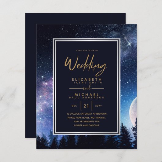 BUDGET Sterrennacht marine Gold Moonlight Wedding (Voorkant / Achterkant)
