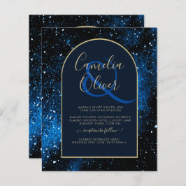 BUDGET Sterrennacht Navy Blue Gold Wedding INVITE