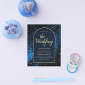 BUDGET Sterrennacht Navy Blue Gold Wedding INVITE Flyer (Enkel)