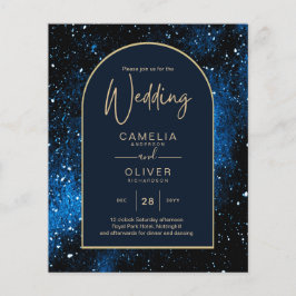 BUDGET Sterrennacht Navy Blue Gold Wedding INVITE Flyer