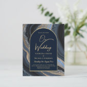 BUDGET Sterrennacht Navy Gold Agate Wedding INVITE (Staand voorkant)