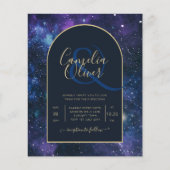 BUDGET Sterrennacht Paars Blue Wedding INVITE (Voorkant)