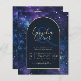 BUDGET Sterrennacht Paars Blue Wedding INVITE