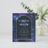 BUDGET Sterrennacht Paars Blue Wedding INVITE (Staand voorkant)