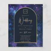 BUDGET Sterrennacht Paars Blue Wedding INVITE Flyer (Voorkant)