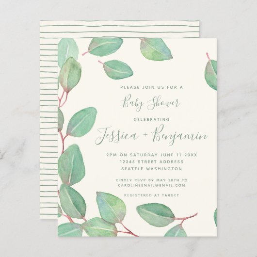 Budget Stijlvol Baby shower Eucalyptus Greenery (Voorkant / Achterkant)