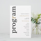 BUDGET stijlvol Black Gold Text Weddenprogramma (Staand voorkant)
