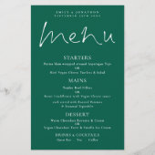 Budget Stijlvol Script Emerald Wedding Menu (Voorkant)