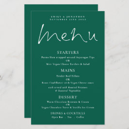 Budget Stijlvol Script Emerald Wedding Menu