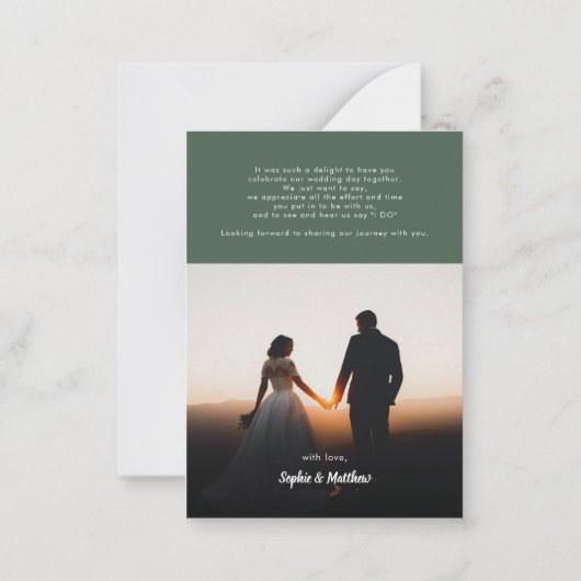 Budget Stijlvol script Foto bruiloft Hartelijk dan Notitiekaartje (Achterkant)