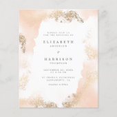 Budget stijlvolle gouden dstoot Waterverf bruiloft (Voorkant)