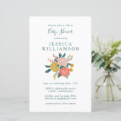 Budget Stijlvolle groene Floral Baby shower Uitnod (Staand voorkant)