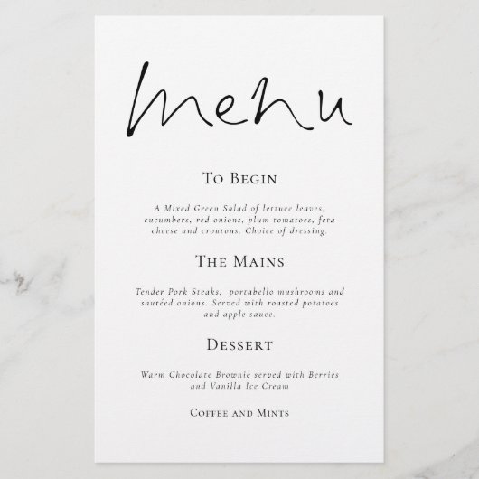 Budget stijlvolle Typografie Simple Wedding Menu (Voorkant)