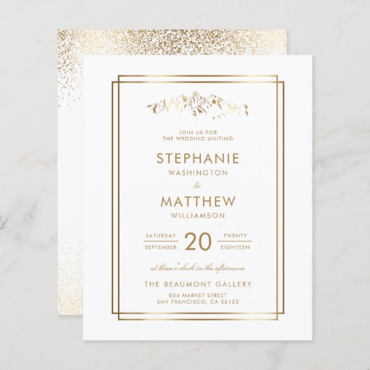 Budget stijlvolle White & Gold Mountain Wedding (Voorkant / Achterkant)
