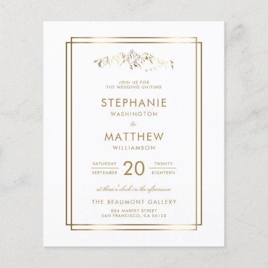 Budget stijlvolle White & Gold Mountain Wedding (Voorkant)