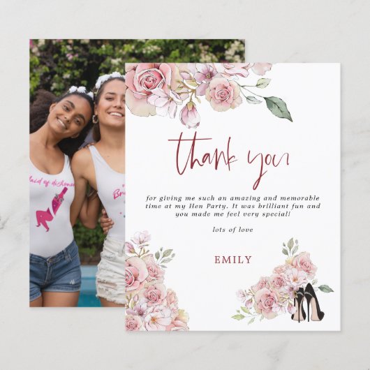 Budget Stiletto Florals Foto Hen Party Dank u (Voorkant / Achterkant)