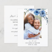 Budget Stof Blauw & B Bloemige Save the Date Foto (Voorkant / Achterkant)