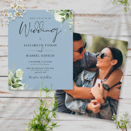 Budget Stof Blauw Blad Foto Trouw Uitnodiging