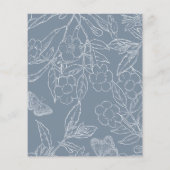 Budget Stof Blauw Bloem Crest Monogram Uitnodiging (Achterkant)