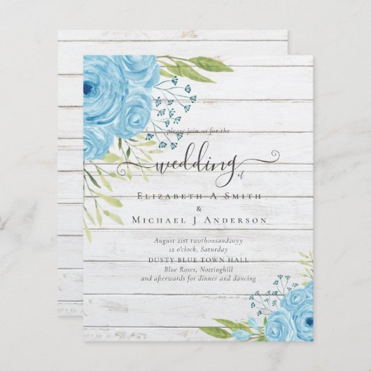 Budget Stof Blauw Bloemen Lime Bruiloft (Voorkant / Achterkant)