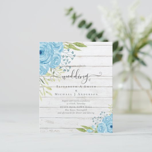 Budget Stof Blauw Bloemen Lime Bruiloft (Staand voorkant)
