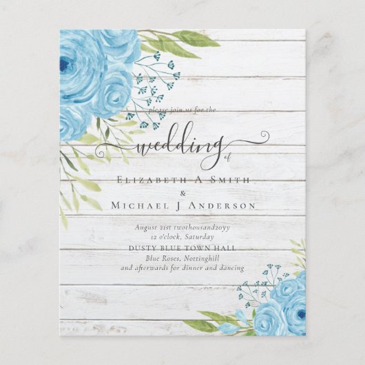 Budget Stof Blauw Bloemen Lime Bruiloft (Voorkant)