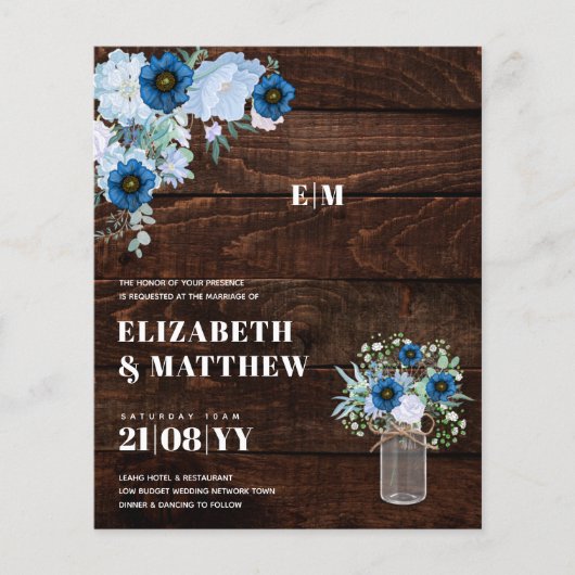 Budget Stof Blauw Bloemen Metselwerk Pot Trouw Uit Flyer (Voorkant)