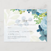 Budget Stof Blauw Bloemen Salie Trouw Briefkaart (Voorkant)