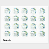 Budget Stof Blauw Bloemig Huwelijk Ronde Sticker (Vel)