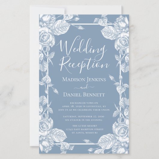 Budget Stof Blauw Bloemstuk Bruiloft Receptie (Voorkant)