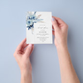 Budget Stof Blauw Boho Bloemige Bruids Shower 2 Flyer (Hand)