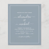 Budget Stof Blauw Bruiloft Modern Typografie Flyer (Voorkant)