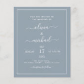 Budget Stof Blauw Bruiloft Modern Typografie Flyer (Voorkant)