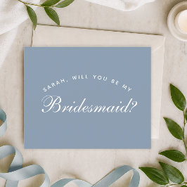 Budget Stof Blauw Calligrafie Bruidsmeisje Voorste