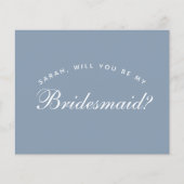 Budget Stof Blauw Calligrafie Bruidsmeisje Voorste (Voorkant)