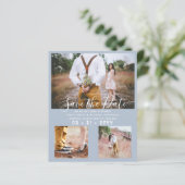 Budget Stof Blauw Foto Collage Save the Date (Staand voorkant)
