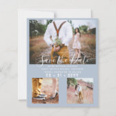 Budget Stof Blauw Foto Collage Save the Date (Voorkant)