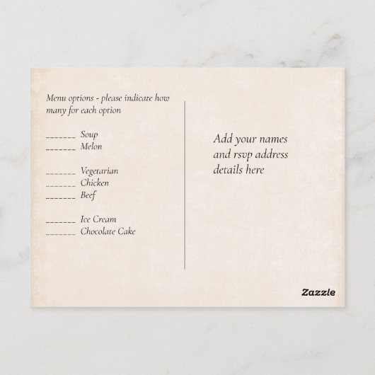 Budget Stof Blauw Goud Trouwscript Briefkaart (Achterkant)