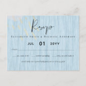 Budget Stof Blauw Goud Trouwscript Briefkaart (Voorkant)