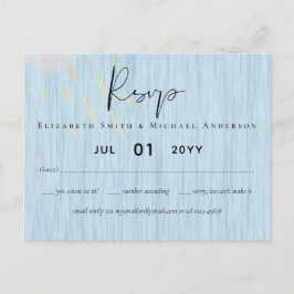 Budget Stof Blauw Goud Trouwscript Briefkaart