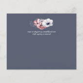 Budget Stof Blauw Koraal Bloem Bruiloft Uitnodigin (Achterkant)