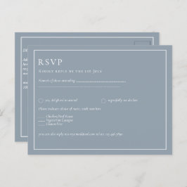 Budget Stof Blauw Monochroom Trouw RSVP Briefkaart