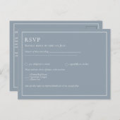 Budget Stof Blauw Monochroom Trouw RSVP Briefkaart (Voorkant / Achterkant)